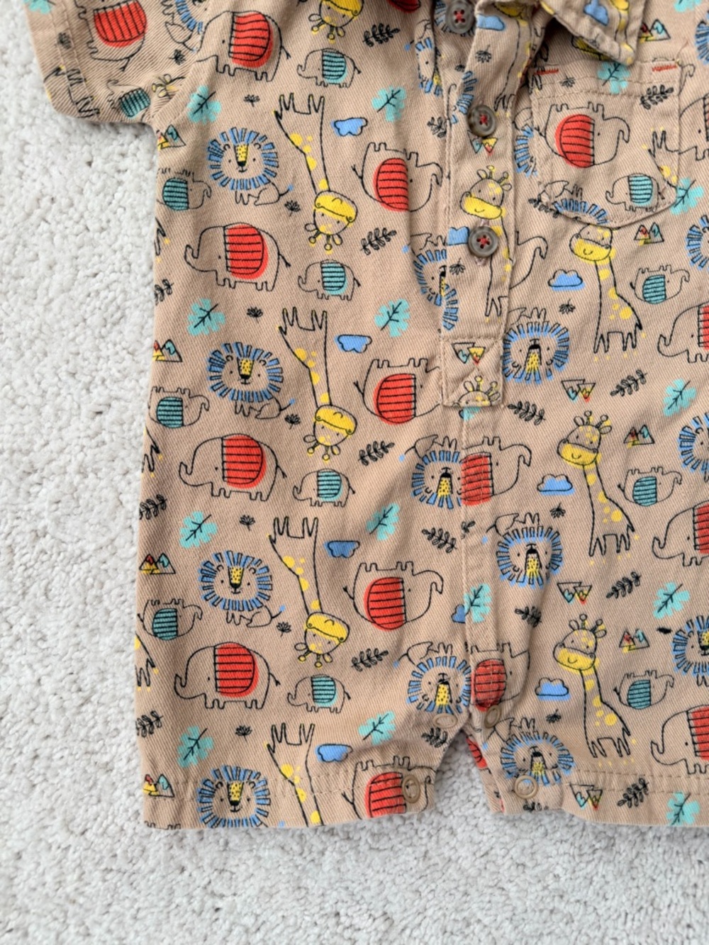 Tan Safari Print Baby One-Piece Bodysuit - Picture 2 of 9